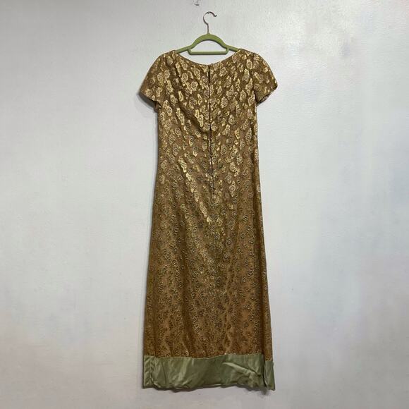 Malcolm Starr Gold Ornate Lace 60's Vintage Evening Gown Sz 6 - Picture 6 of 8